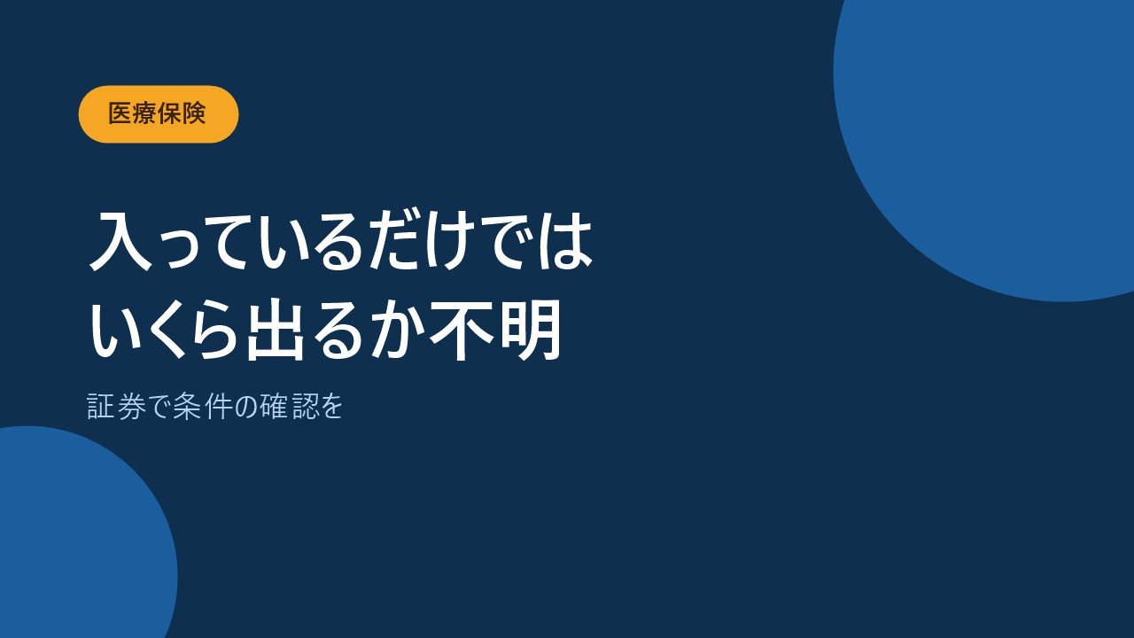 医療保険の入院給付金と商品ごとの条件の違いを示すバナー画像