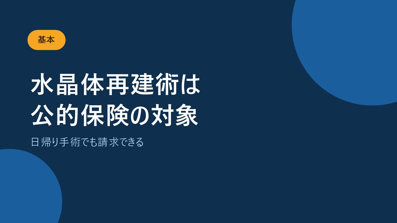 白内障手術が水晶体再建術として手術給付金の対象になることを示すバナー画像