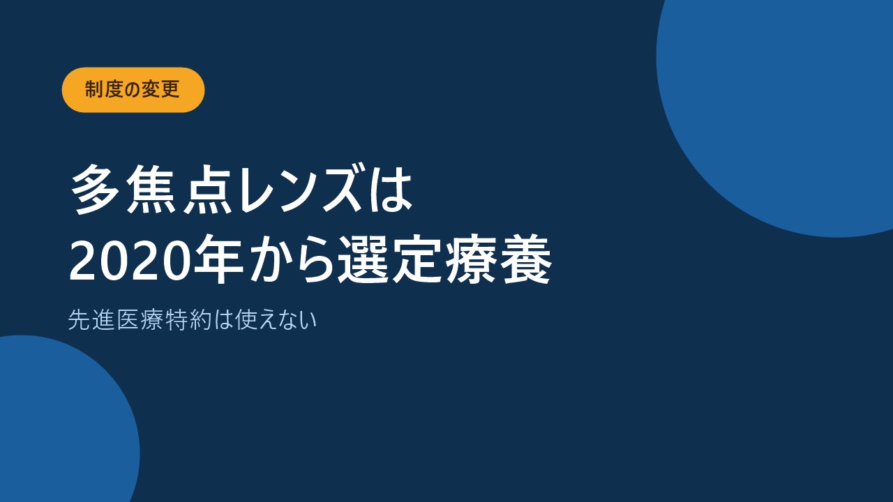 多焦点レンズが2020年4月から選定療養になったことを示すバナー画像