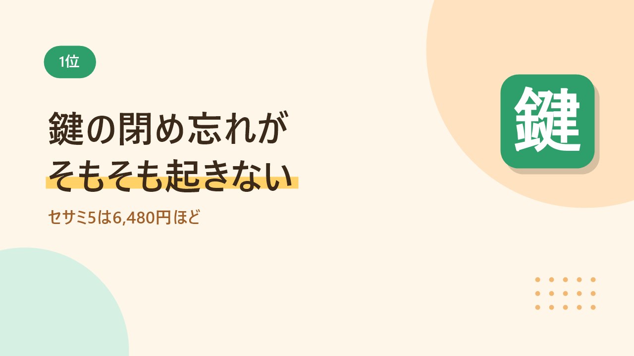 1位はスマートロックのセサミ5で鍵の閉め忘れが消えることを示すバナー画像