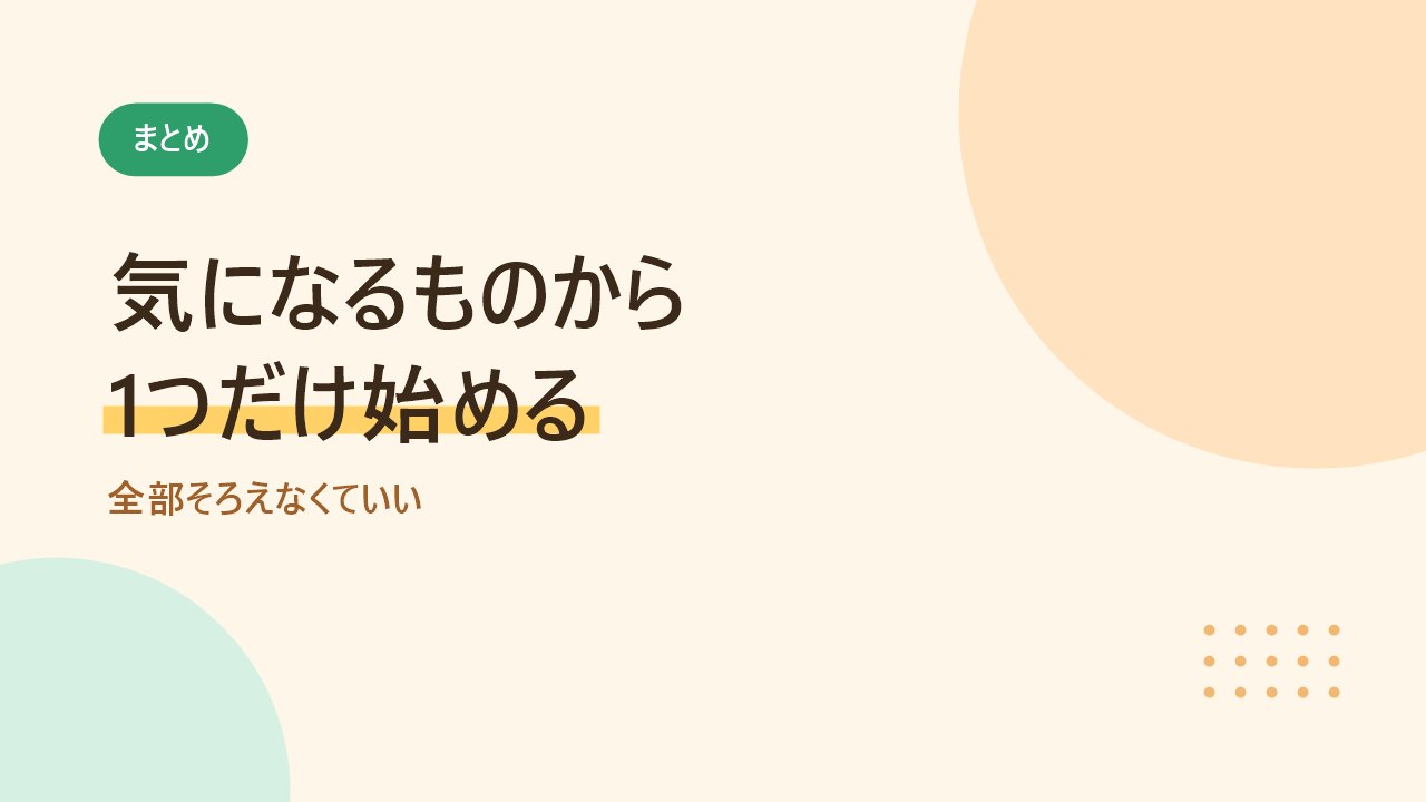 いちばん気になるものから1つだけ始めることをすすめるバナー画像