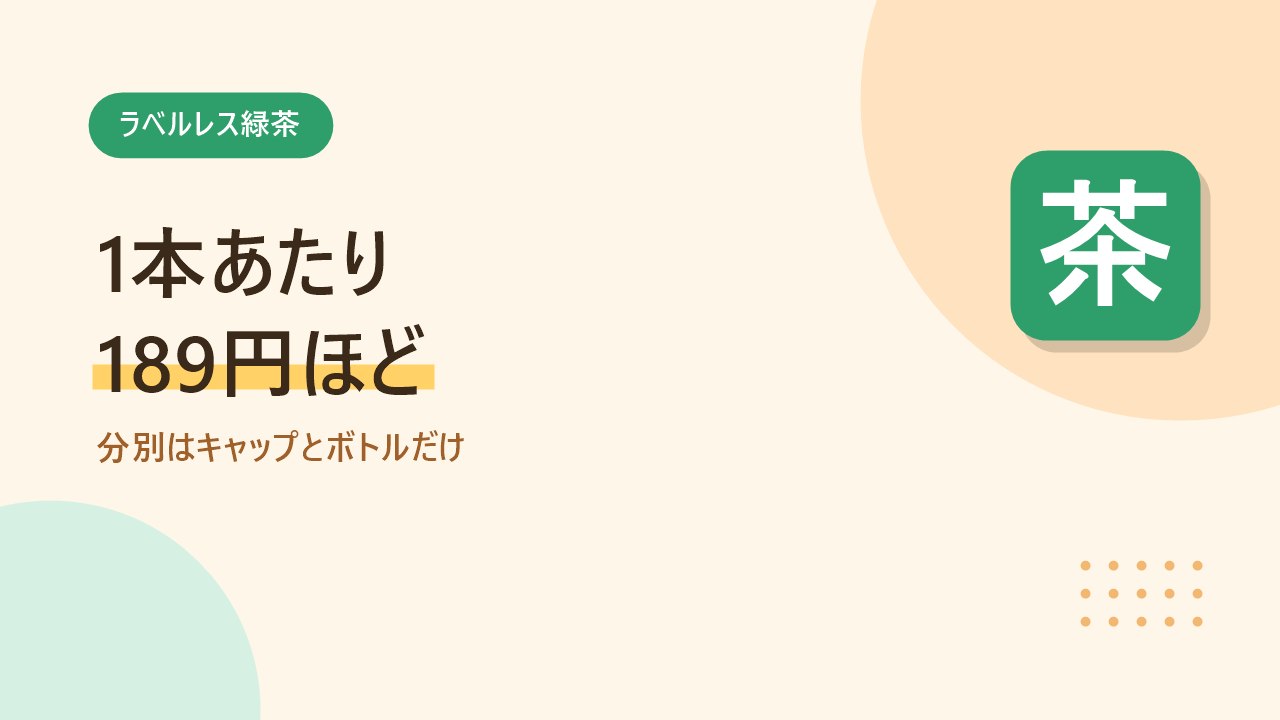 by Amazonのラベルレス緑茶は1本あたり189円ほどであることを示すバナー画像