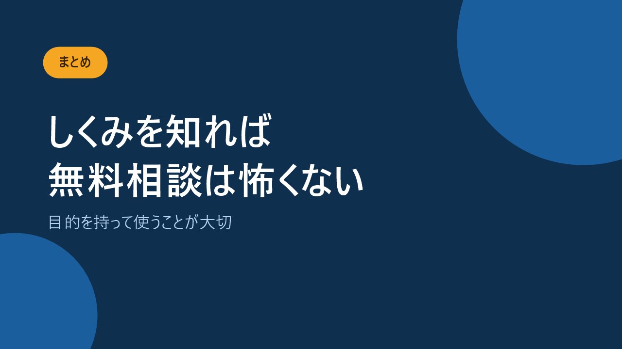 しくみを知れば無料相談は怖くないと伝えるバナー画像