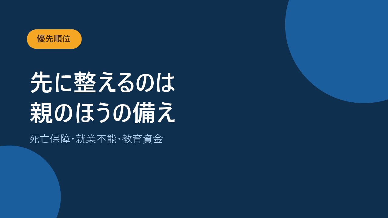 子どもの医療保険より親の死亡保障や教育資金が先であることを示すバナー画像
