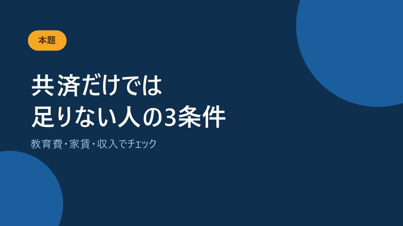 県民共済だけでは保障が足りない人の3つの条件を示すバナー画像