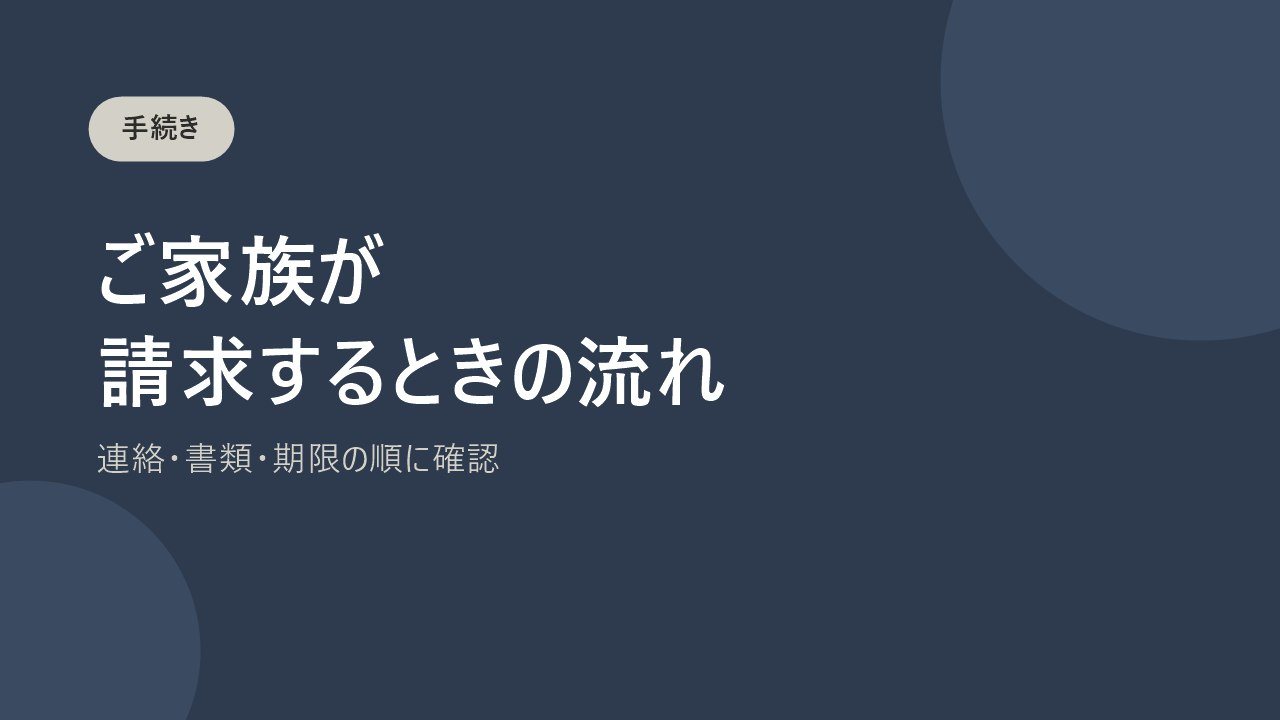 ご家族が死亡保険金を請求するときの流れを説明するバナー画像