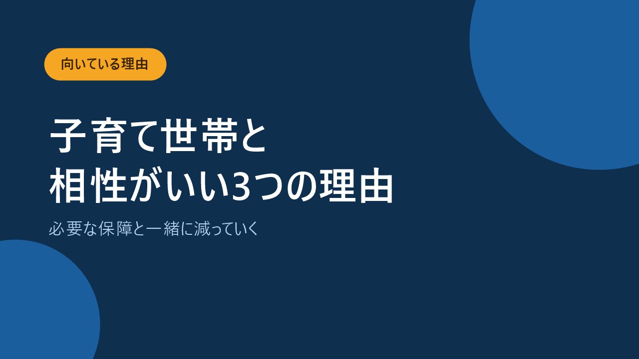 収入保障保険が子育て世帯に向いている3つの理由を示すバナー画像