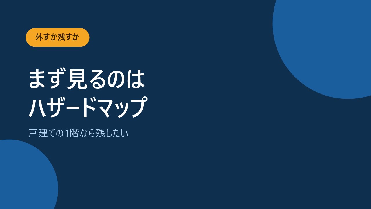 ハザードマップを見てから水災を外すか決めることを示すバナー画像