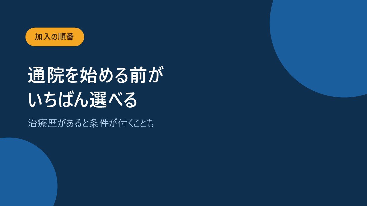 治療歴があると告知で不利になるため通院前のほうが選択肢が広いことを示すバナー画像