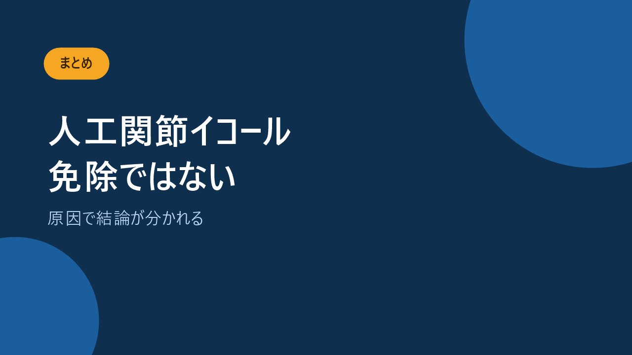 人工関節イコール保険料免除ではないことを伝えるバナー画像