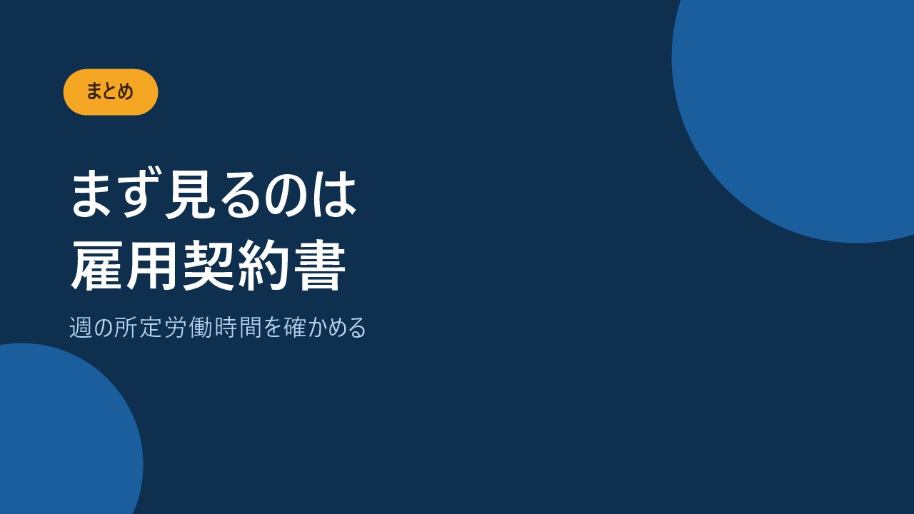 雇用契約書で週の所定労働時間を確認することをすすめるバナー画像