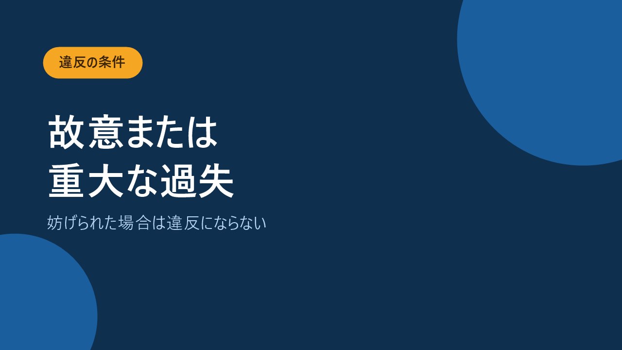 故意または重大な過失が違反になり告知を妨げられた場合は違反にならないことを示すバナー画像