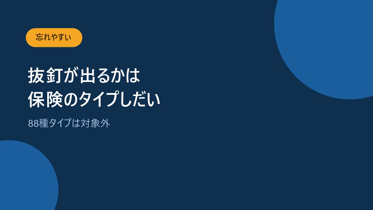 抜釘手術は88種類タイプの保険では対象外になることを示すバナー画像