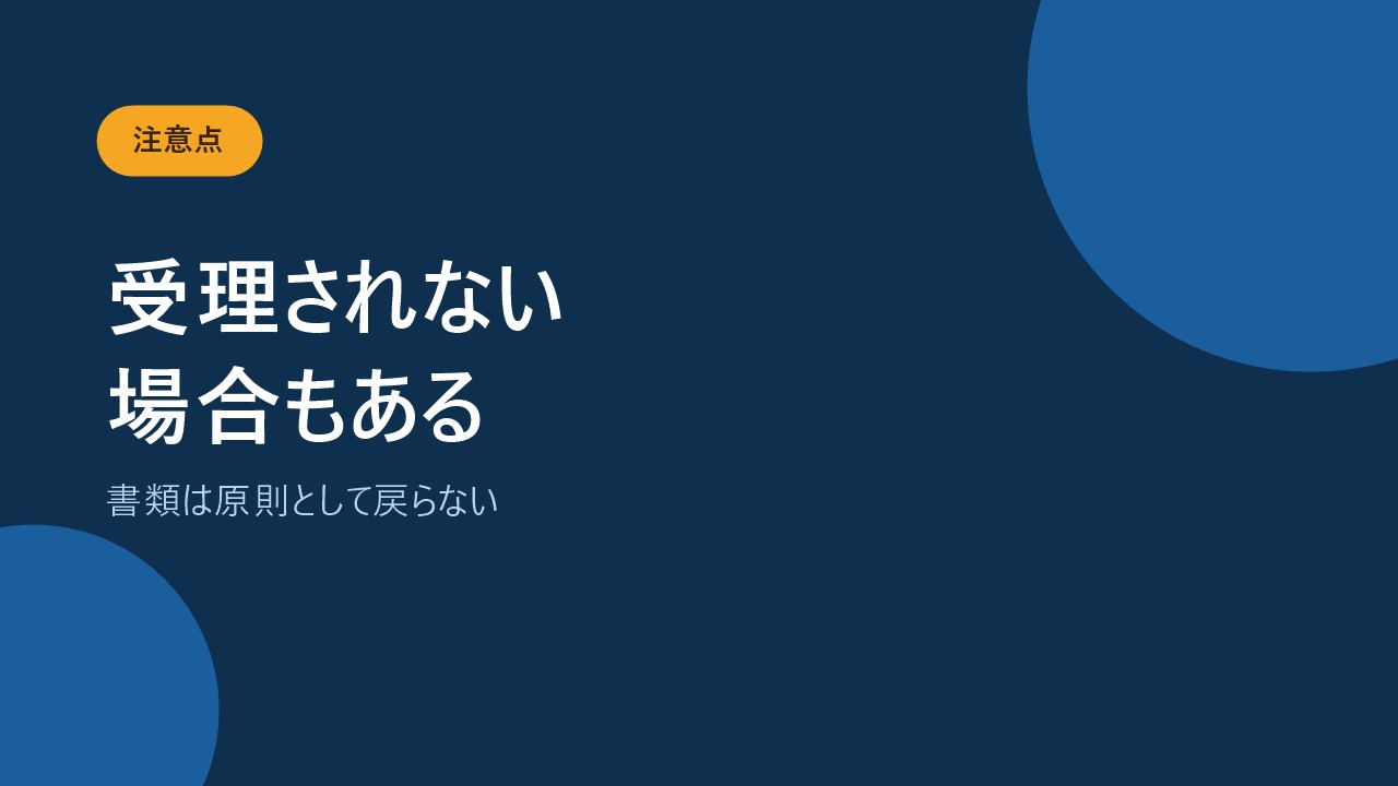 裁定審査会は受け付けてもらえない場合があり書類は原則返らないことを示すバナー画像