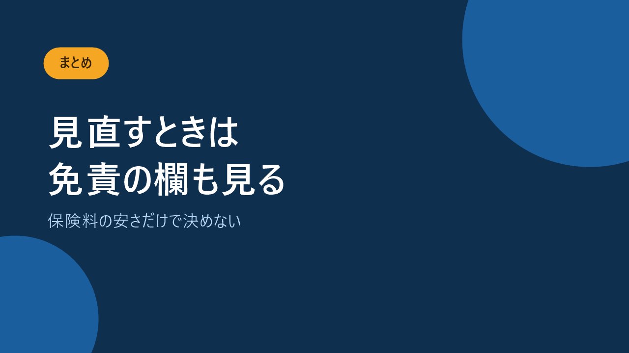 保険料の安さだけで乗り換えず免責の欄まで見比べることをすすめるバナー画像